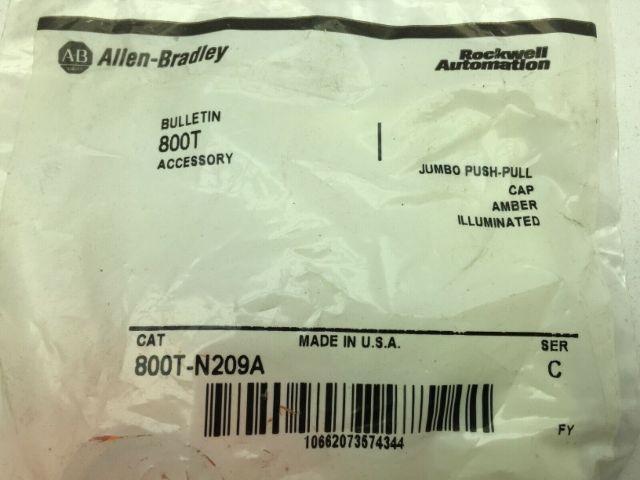 Allen Bradley 800T-N209A/C Amber Jumbo Push-Pull Cap Illuminated Series C