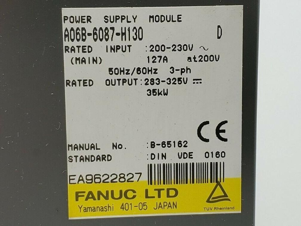 Fanuc A06B-6087-H130/D Power Supply Module 200-230V 127A 3PH Series D