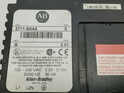 Allen Bradley 2711-B5A5/E PanelView 550 100-240VAC 0.25-0.15A Series E Rev B