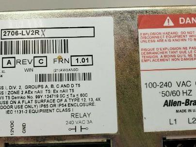 Allen Bradley 2706-LV2RX/A DataLiner 100-240VAC 0.60-0.25A Series A Rev C