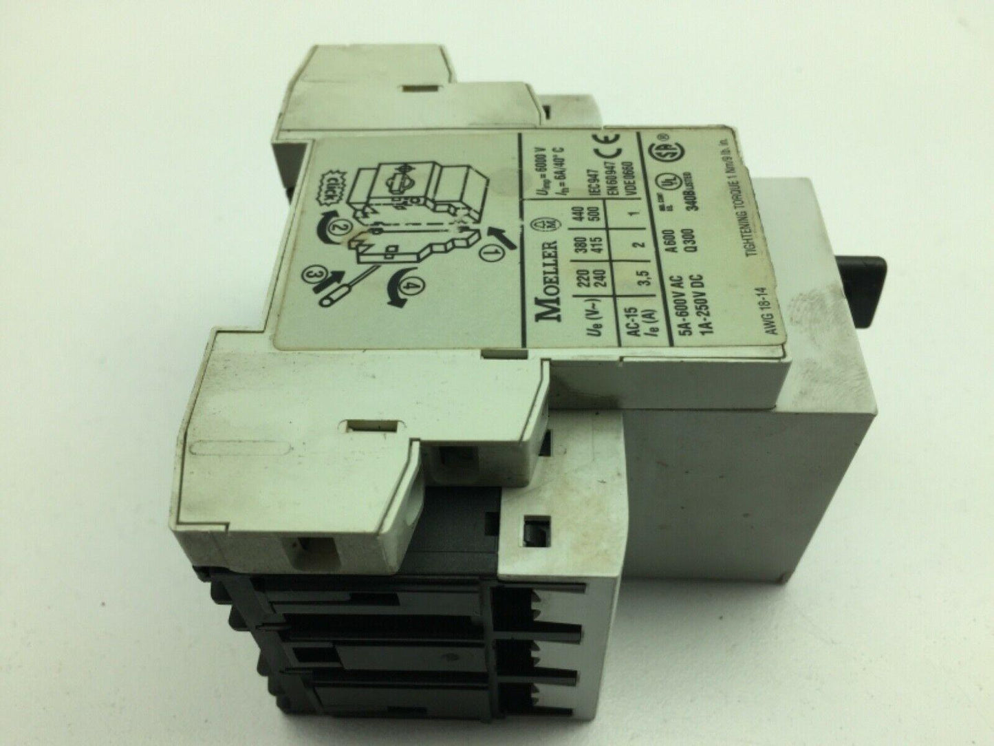 Moeller PKZM01-4 Circuit Breaker 5A 600VAC 3 Pole DIN Rail Mount