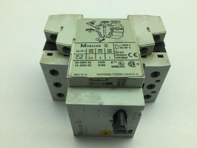 Moeller PKZM01-4 Circuit Breaker 5A 600VAC 3 Pole DIN Rail Mount