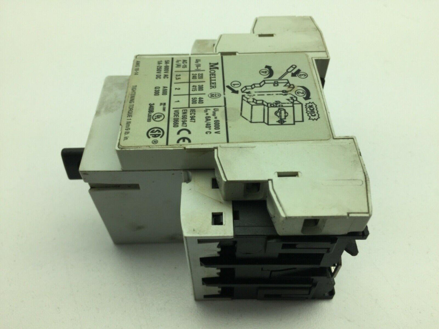 Moeller PKZM01-4 Circuit Breaker 5A 600VAC 3 Pole DIN Rail Mount