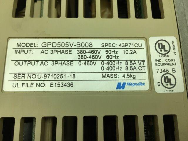 Magnetek GPD505V-B008 GPD 500 AC Motor Drive 3PH 380/460V 10.2A