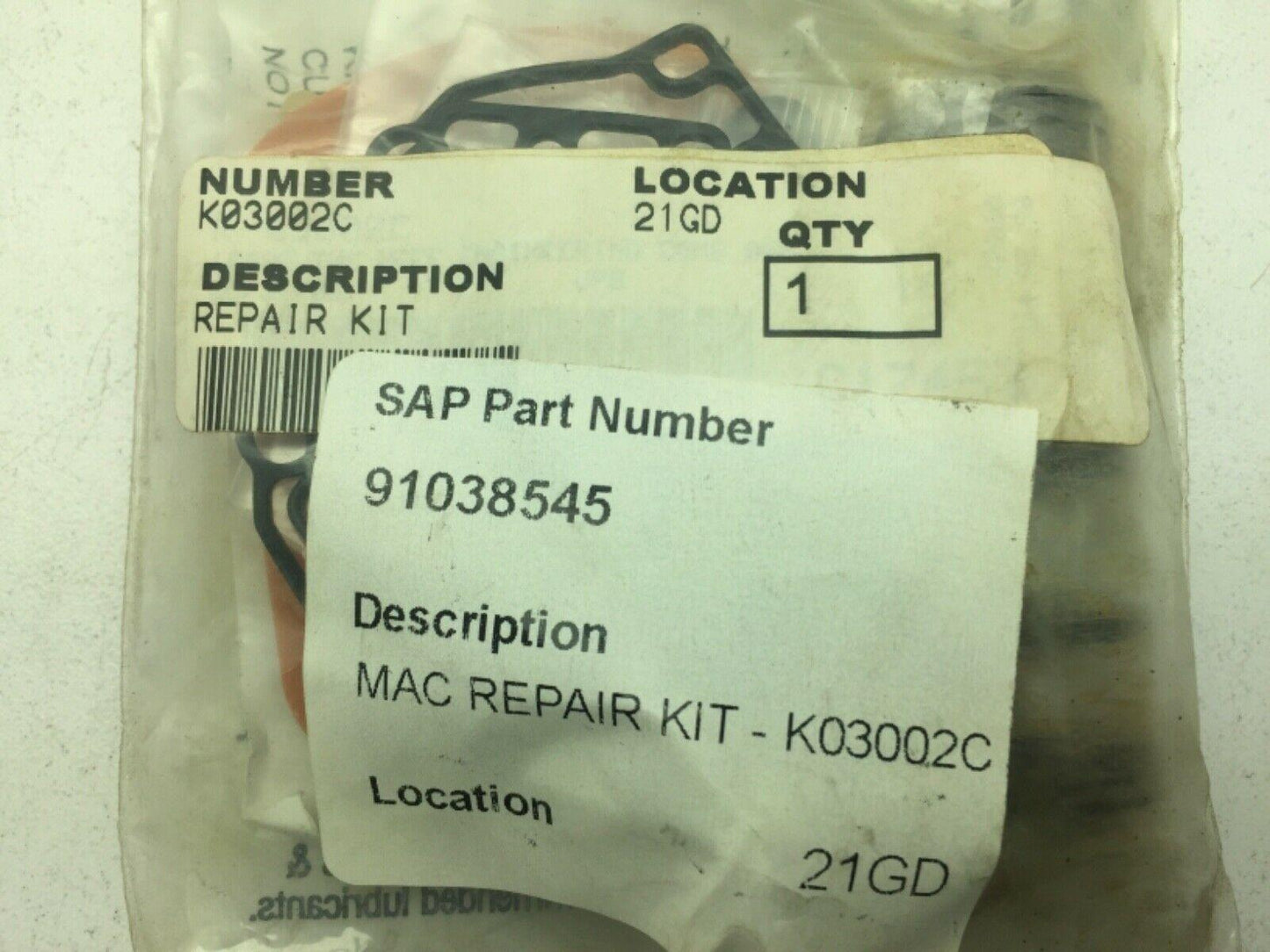 MAC Valves MAC Repair Kit K03002C, K-03002C lot of 2
