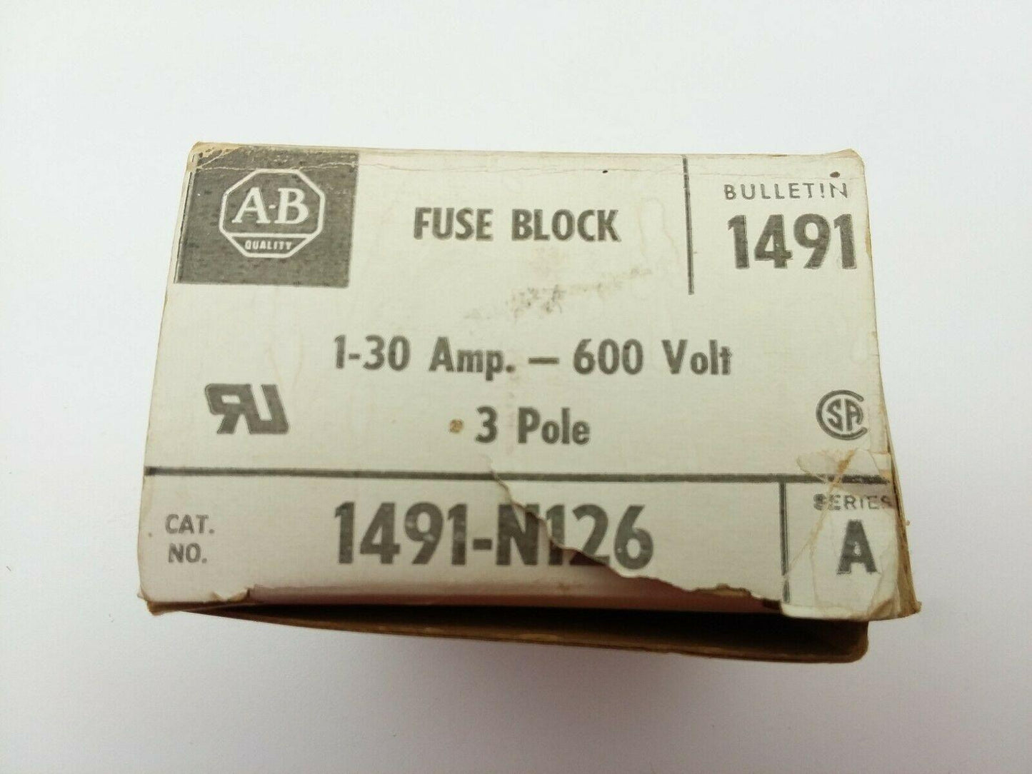 Allen Bradley 1491-N126 Series A, Fuse Block 3Pole 30Amp 600Volt Lot of 3 Sets o