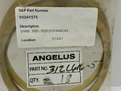Angelus 312L616AACA3 .005" Shims 18 Pieces