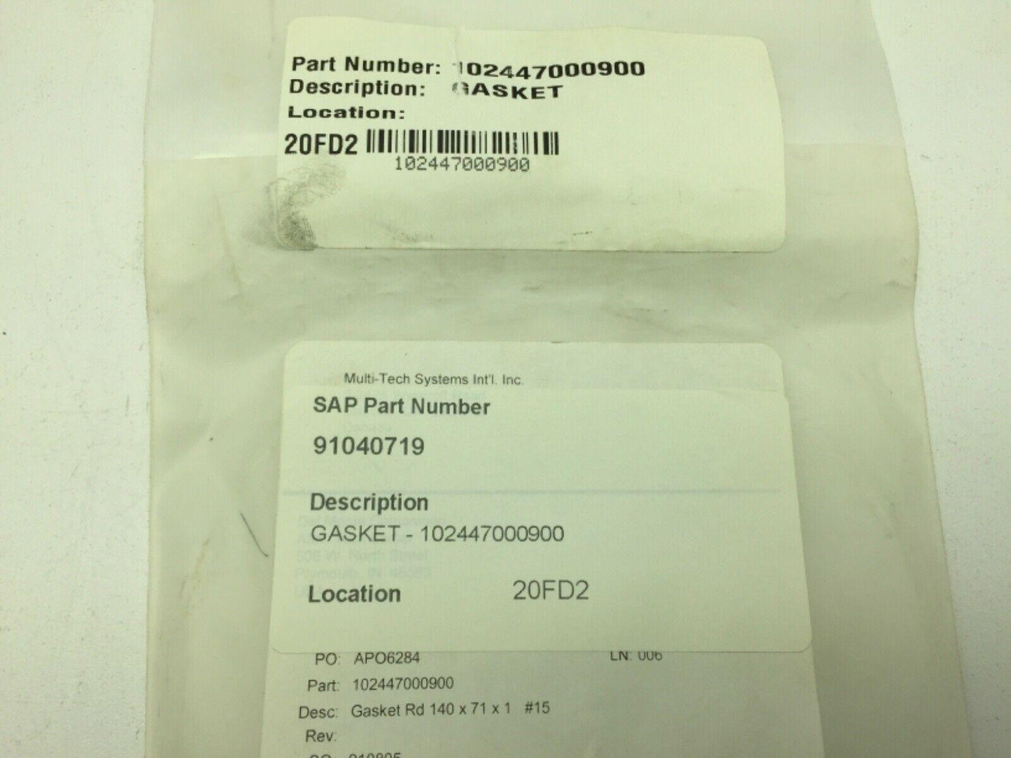 Krones 102447000900 Gasket 140 X 71 X 1 #15 LOT OF 3