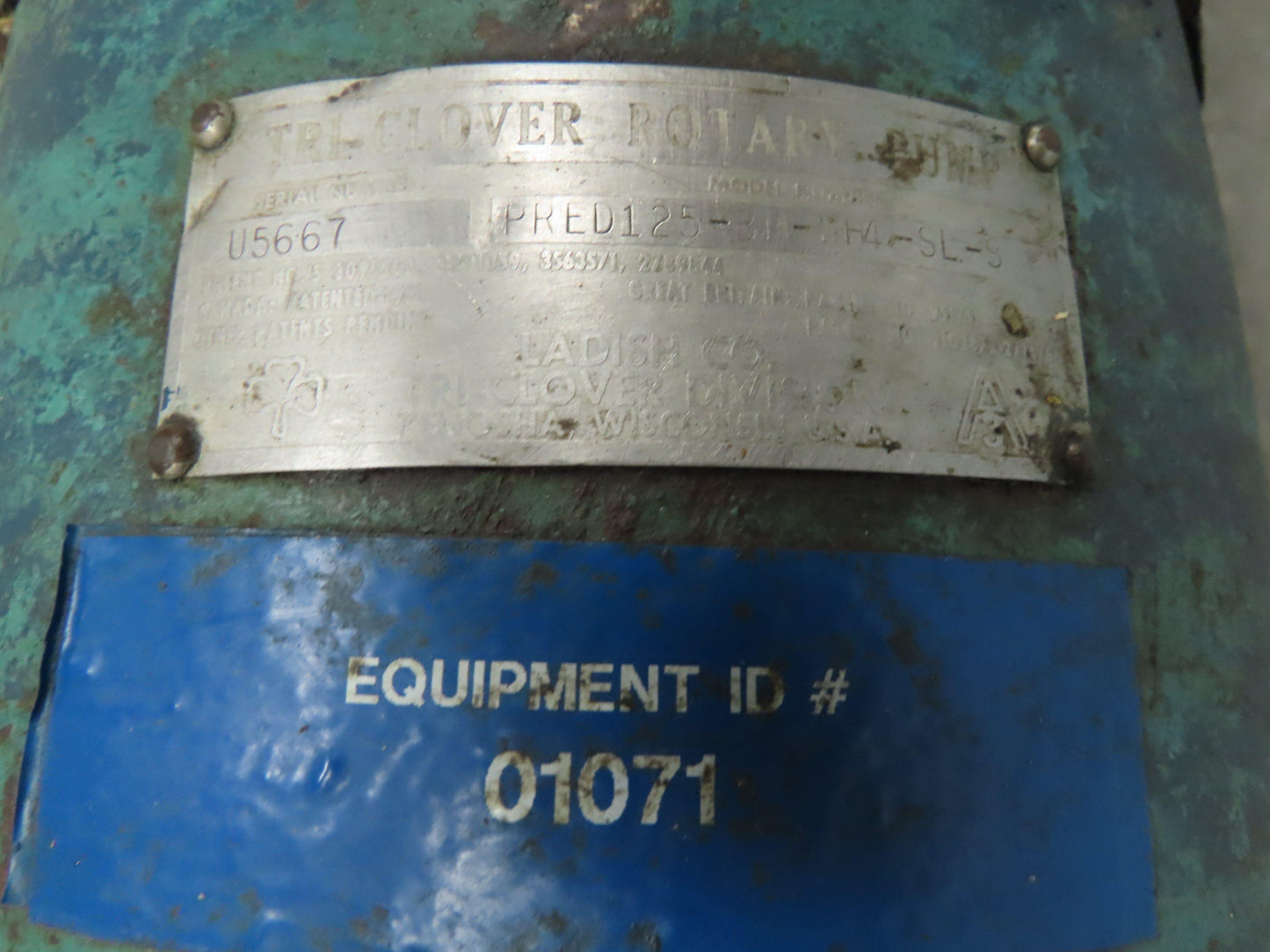Tri Clover PRED125 3M UH4SL S Positive Rotary Pump Stainless 5Hp 3PH 230/460V