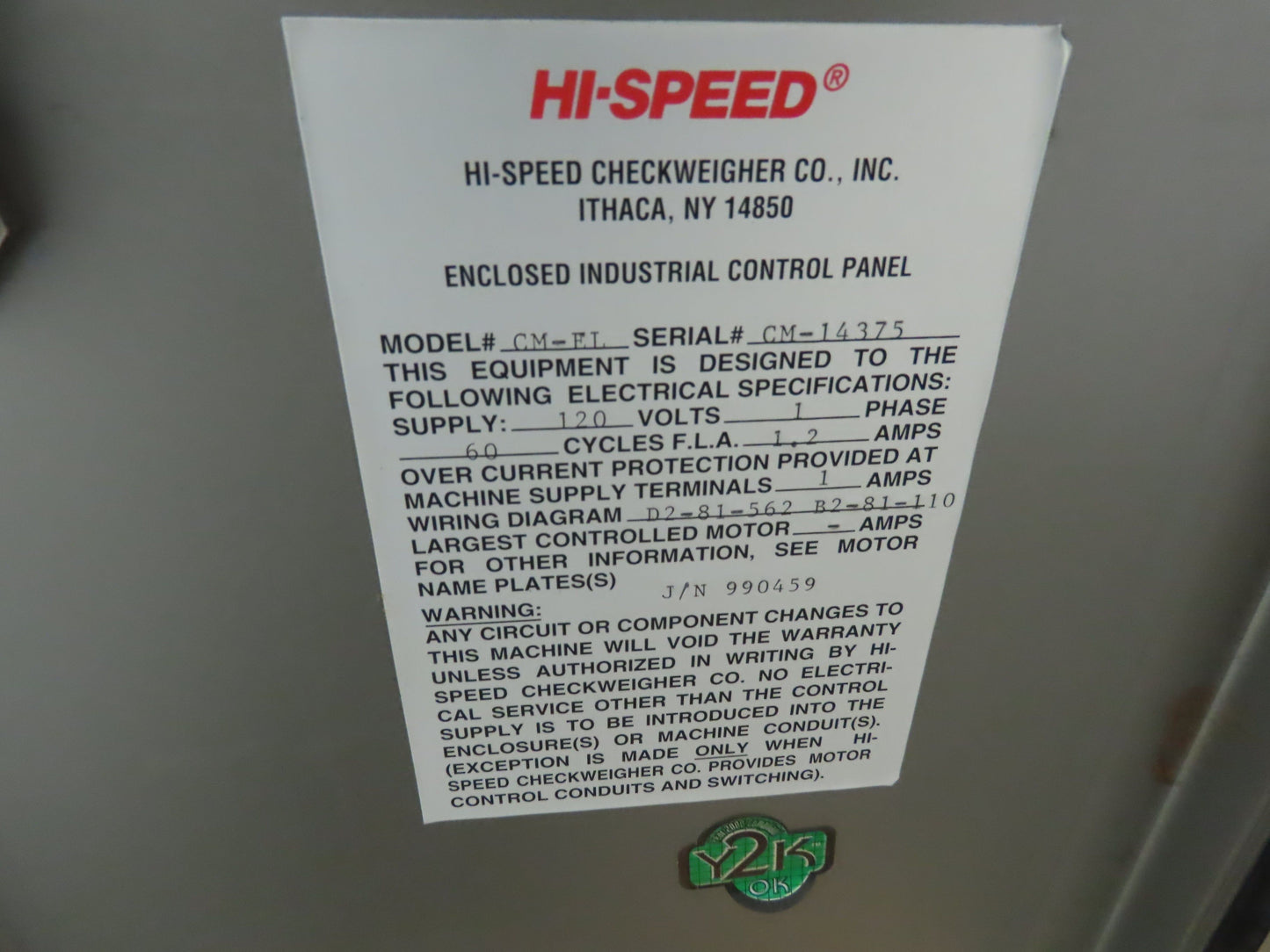 Mettler Toledo Checkmate 2 Hi-Speed Checkweigher Multi-Lane Control Station