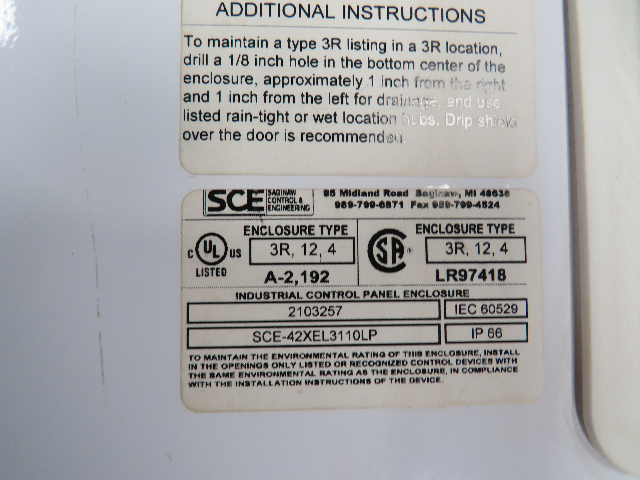 SCE-42XEL3110LP Steel Electrical Enclosure Disconnect Box w/Backplate 42x31x10"