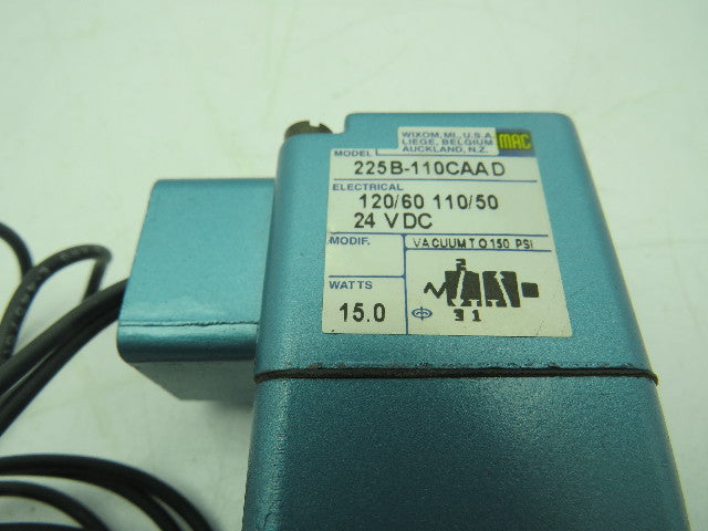 MAC 225B-110CAAD Solenoid Poppet Valve 24 VDC 15W 1/4" NPT