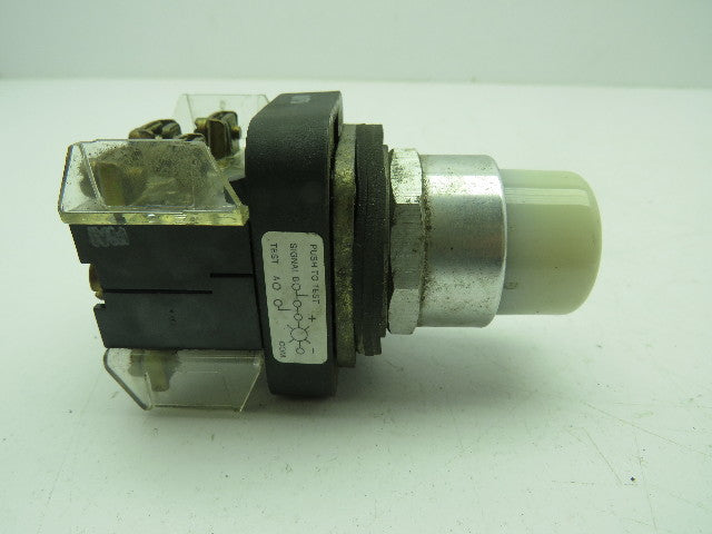 Allen Bradley 800T-QT20W Pilot Light Pushbutton Push-toTest Ser T White Lot of 2