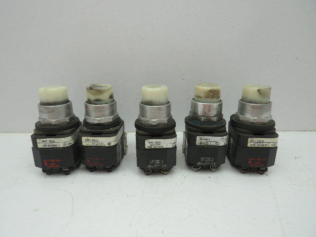 Allen Bradley 800T-PB16 Illuminated Push Button Ser T 120V WHITE NO/NC Lot of 5