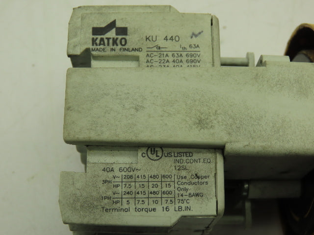 Katko KU 440 Non-Fusible Disconnect Rotary Switch 40A 600V
