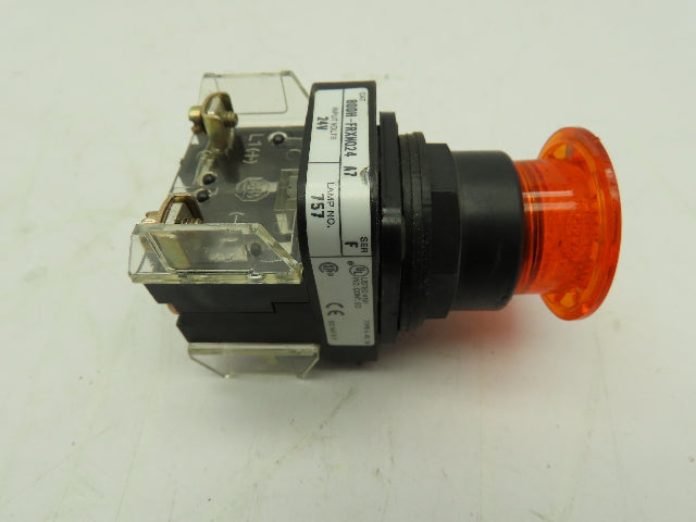 Allen Bradley 800H-FRXMQ24A7 Illuminated 3-Pos Push-Pull Button AMBER Ser F 24V