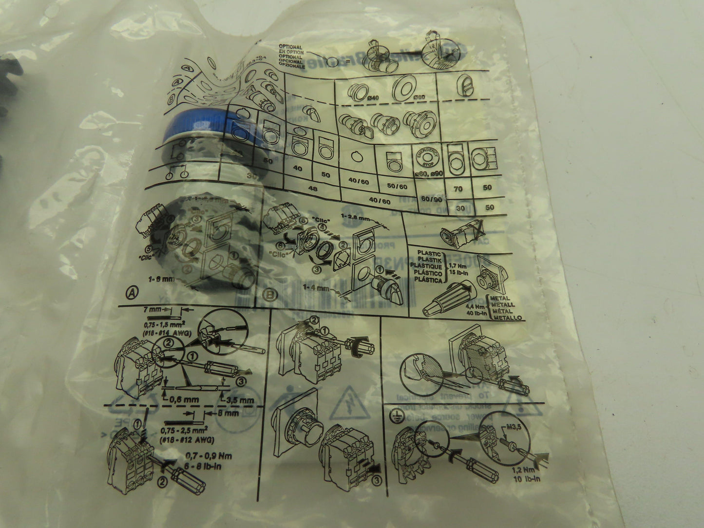 Allen Bradley 800FP-P6PN3B Pilot Light Kit BLUE 22.5mm Ser A