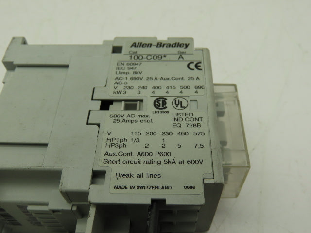 Allen Bradley 100-C09*10 Series A Contactor W/100-C09*10 Series A Overload Relay