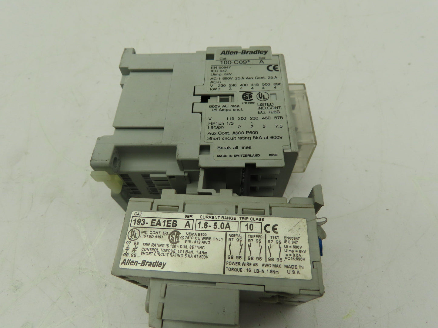 Allen Bradley 100-C09*10 Series A Contactor W/100-C09*10 Series A Overload Relay