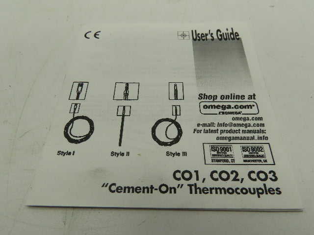 Omega C03-J-72 Cement-On Surface Thermocouples CO1, CO2, CO3