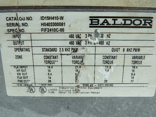Baldor ID15H410-W 10 Hp.Washdown Duty AC Drive