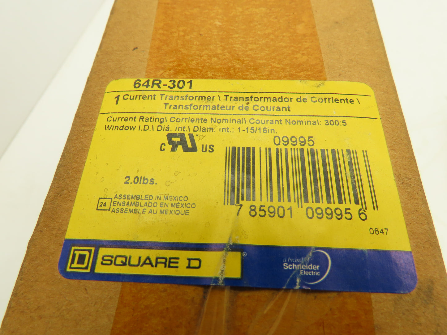 Square D 64R301 Current Transformer Solid Core 300:5A 600V 1-15/16" ID