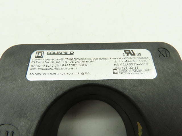 Square D 64R301 Current Transformer Solid Core 300:5A 600V 1-15/16" ID