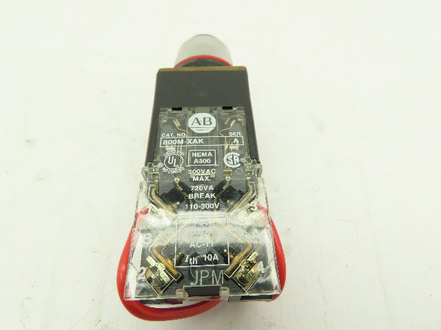 Allen Bradley 800MR-PT16K Push-To-Test Pilot Light BLUE 22mm Ser D Push Button