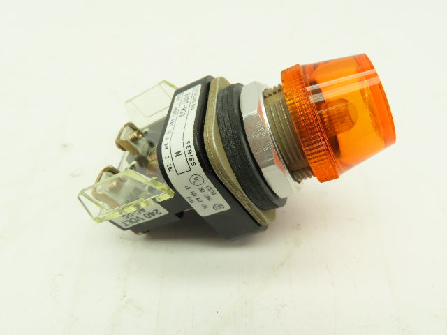 Allen Bradley Pilot Light 220/240V 30mm AMBER Ser N Neon Type LOT OF 2
