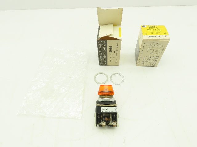 Allen Bradley Pilot Light 220/240V 30mm AMBER Ser N Neon Type LOT OF 2