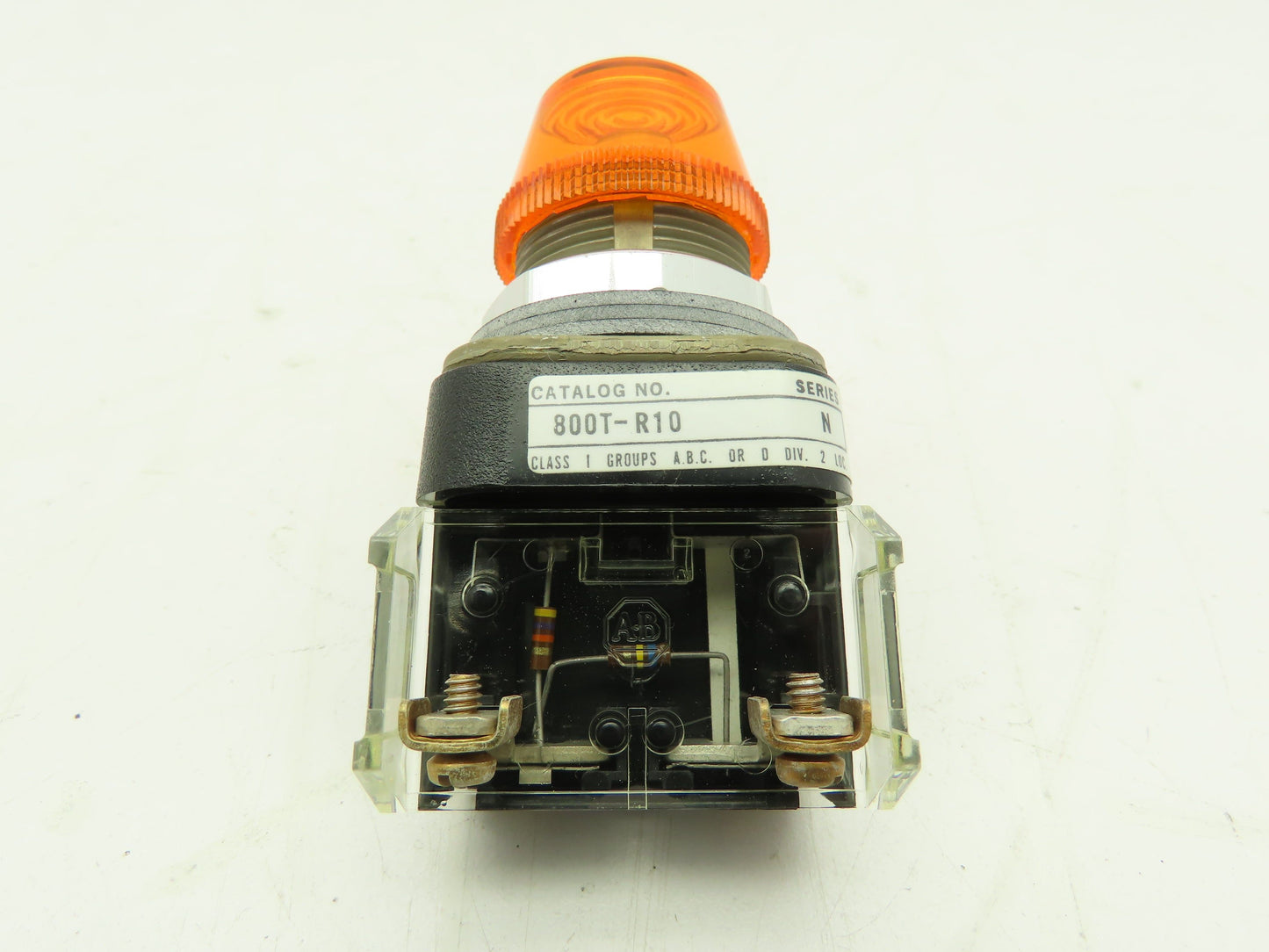 Allen Bradley 800T-R10 Pilot Light 120V 30mm AMBER Ser N Neon Type LOT OF 2