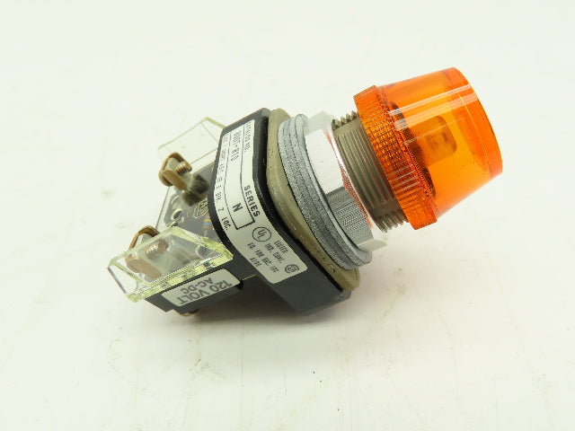Allen Bradley 800T-R10 Pilot Light 120V 30mm AMBER Ser N Neon Type LOT OF 2