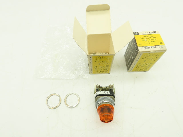 Allen Bradley 800T-R10 Pilot Light 120V 30mm AMBER Ser N Neon Type LOT OF 2