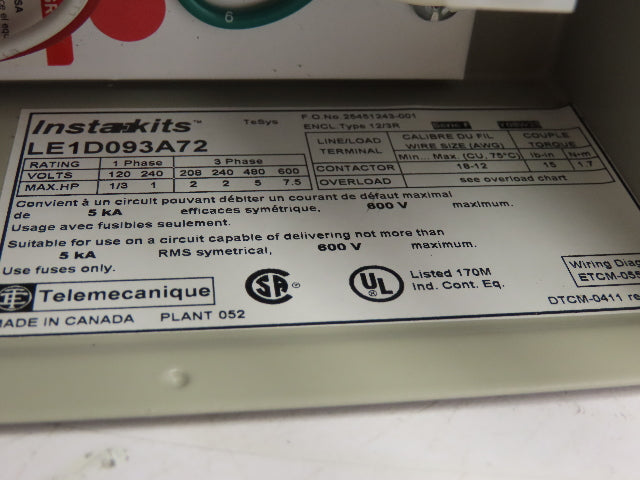 Telemecanique LE1D093A72 Instakit Starter