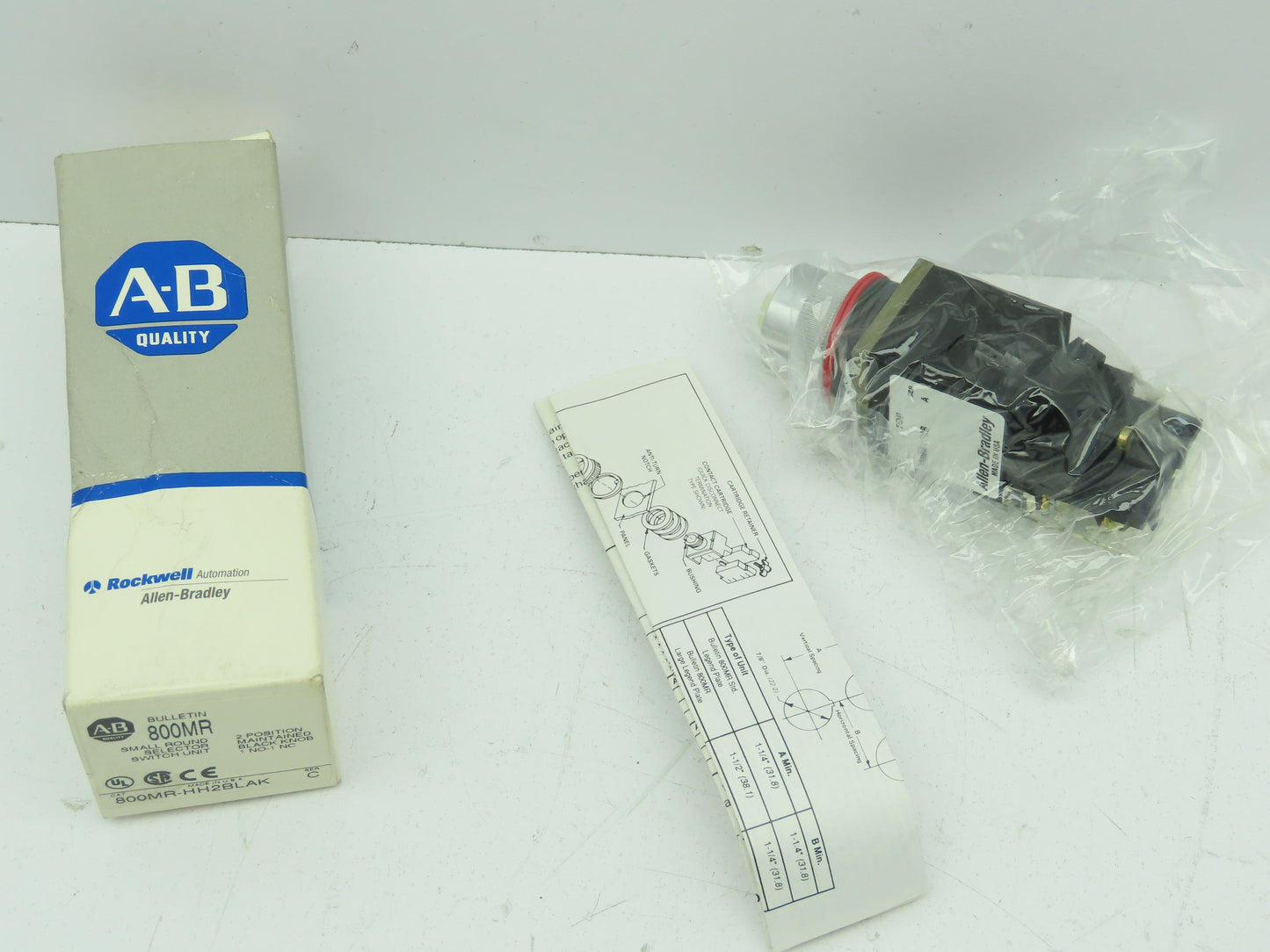Allen Bradley 800MR-HH2BLAK/C Series C 2-Position Black Selector Switch