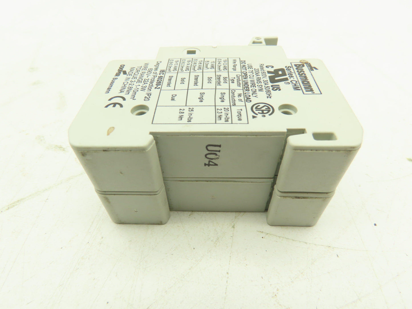 Cooper Bussmann CHM 10X38 Midget Fuse Holder IEC 2-Pole 30A/32A w/Fuses LOT OF 3