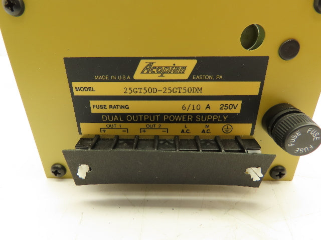 Acopian 25GT50D-25GT50DM Power Supply Dual Output 6/10A 250V 25GT50D