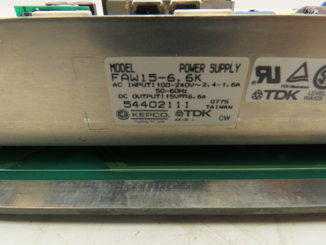 Kepco HSF 15-6.6 Power Supply Plug-In 100W 15V 6.6A Output 120/240V Input