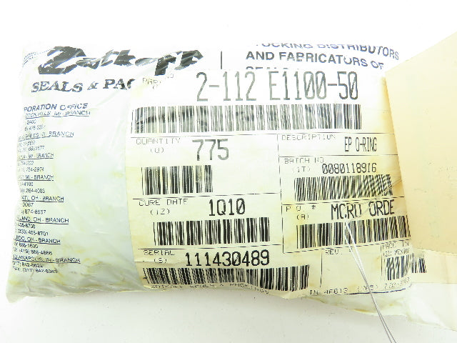 Zatkoff 2-112 E100-50 EP O-Ring Black 1/2" ID x 11/16" OD x 3/32" LOT OF 775