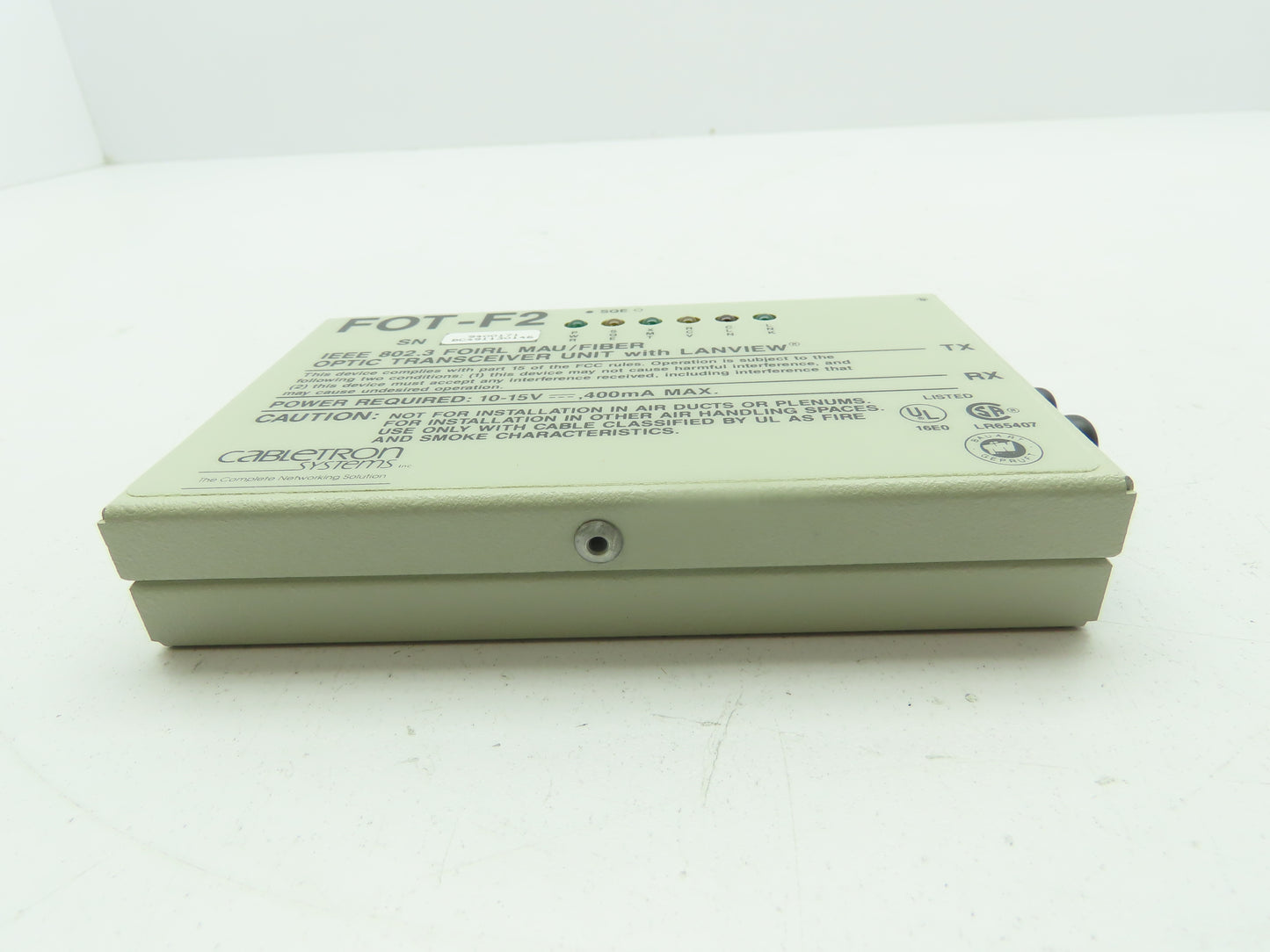 Cabletron FOT-F2 Fiber Optic Transceiver Ethernet IEEE 802.3 FOIRL MAU 100Mbs
