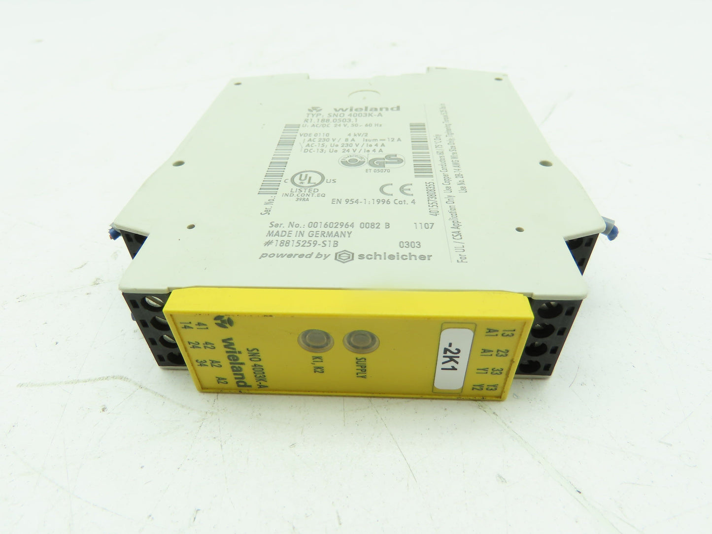 Wieland SNO 4003K-A Safety Relay E-Stop Gate Switch 24V AC/DC LOT OF 2