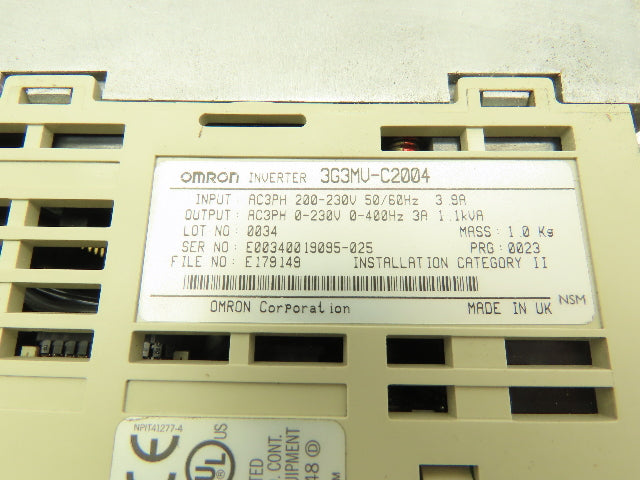 Omron 3G3MV-C2004 SYSDRIVE Inverter Variable Frequency AC Drive 230V 3Ph 0.2kW