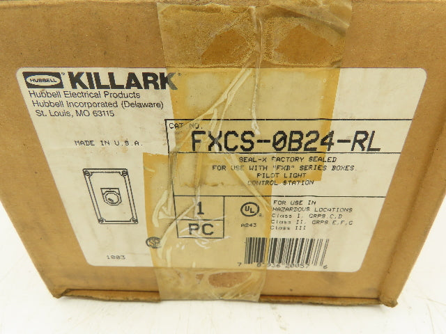 Killark FXCS-0B24-RL Red Pilot Light Indicator For Hazardous Location 125V Max