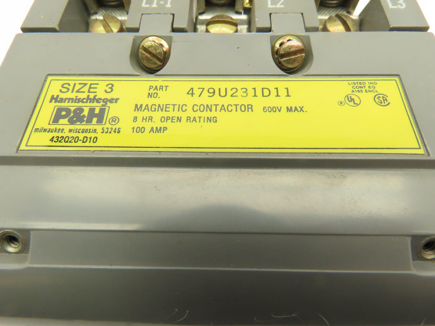 Harnischfeger 479U231D11 Contactor Starter Sz3 3-Pole 120V/240V Multi Volt Coil