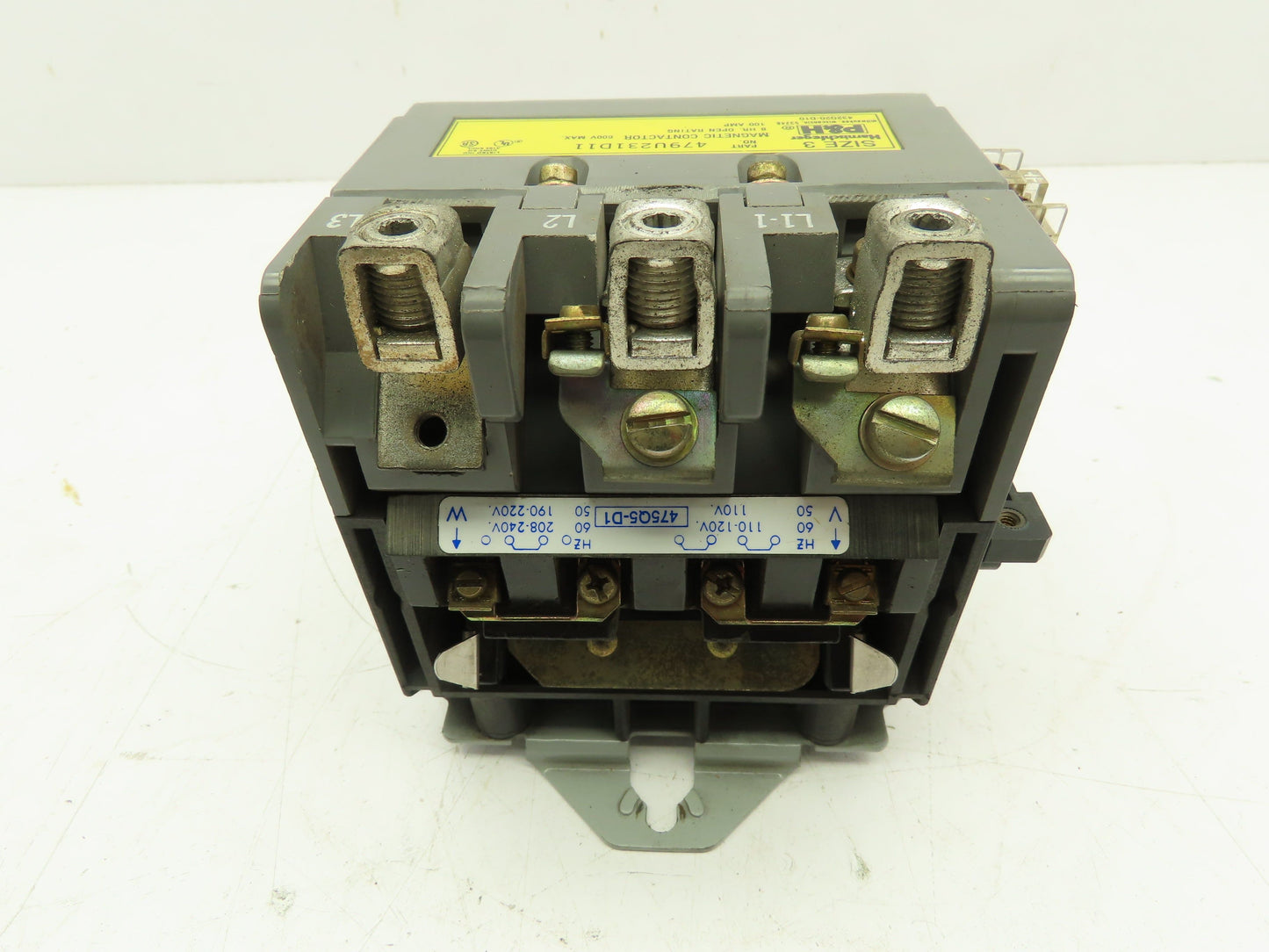 Harnischfeger 479U231D11 Contactor Starter Sz3 3-Pole 120V/240V Multi Volt Coil