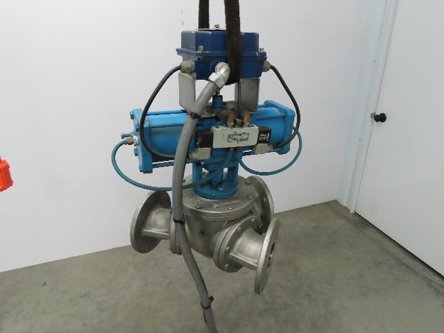 Chicago Valves 3" Flanged 3-Way Ball Valve With Pneumatic Actuator