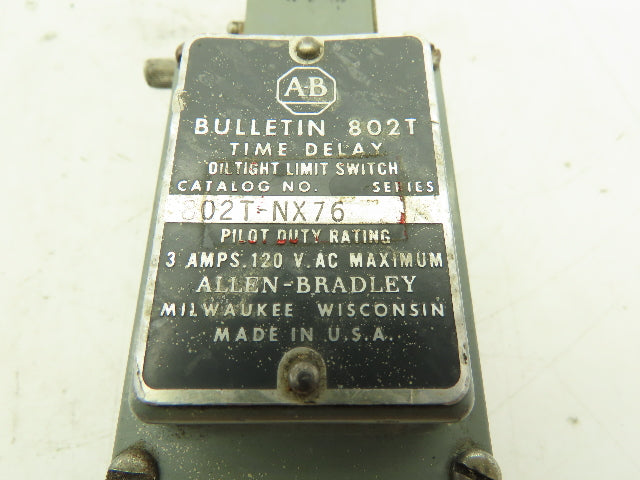 Allen Bradley 802T-NX76 Limit Switch Bulletin 802T Time Delay Series A 120V 3A