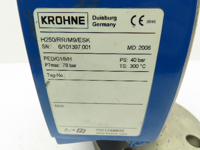 KROHNE H250/RR/M9/ESK Variable Area Flow Meter DN 50 Flange 2" Pipe 3000 SCFH