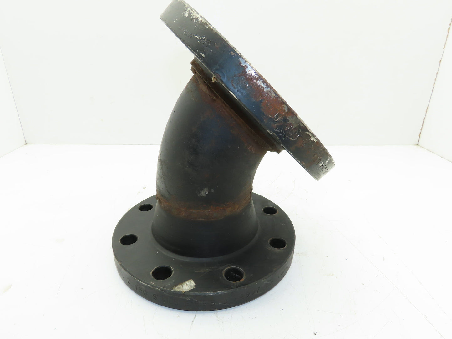 RNG #150 Cast Iron Flanged 4" x 4.5" Pipe Fitting 45 Deg Elbow 8-Bolt Flange
