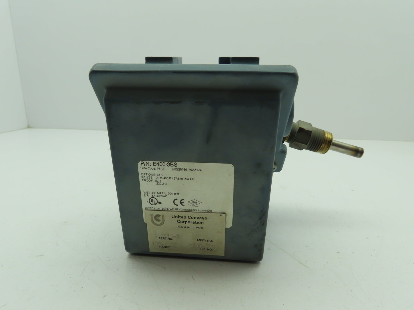 UE United Electric E400-3BS Temperature Switch CC2 100-400F SPDT Bulb Sensor
